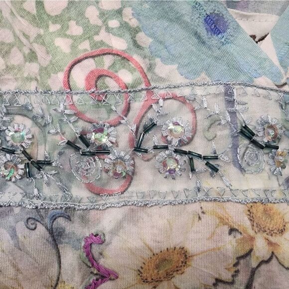 Goa Wild Daisy Print Y2K Top with Embroidery - Picture 9 of 12